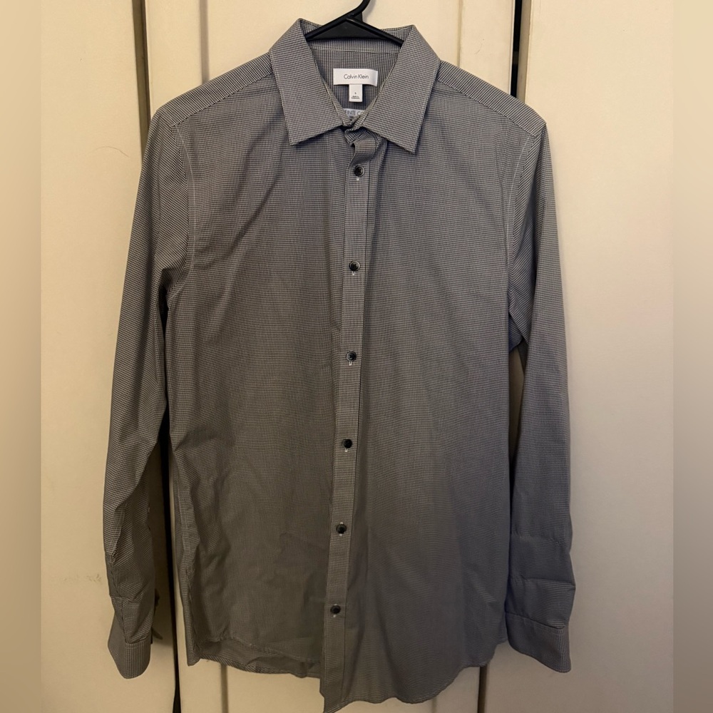 Calvin Klein Men's Black and Gray Dress Shirt